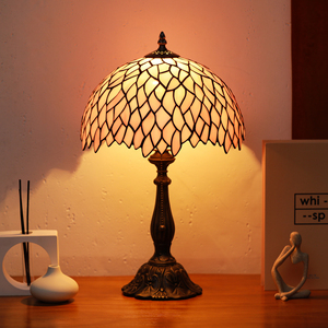 Hiện Đại Phong Cách Châu Âu Tiffany Đèn W12 H19 Inch Màu Hồng Wisteria Kính Màu Dome Đơn Giản Sắt E26 Bàn Điện Đèn Cho Cạnh Giường Ngủ - Product Image 5