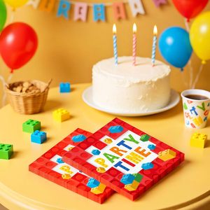 Building Blocks Paper Napkins Disposable Building Bricks Paper Napkins Beverage Dinner Dessert Napkins <strong>for</strong> Birthday <strong>Baby</strong> Shower - Product Image 5