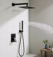 Ensemble de douche mural combiné avec mitigeur pluie sans plomb pour hôtel, système de pomme de douche à effet pluie noir, robinet de douche encastré