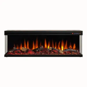 LONGHUA FLAME 42" 50" 60" 72"100" Built-in 3 Side Decorative Wall Recessed Mounted Electric Fireplace