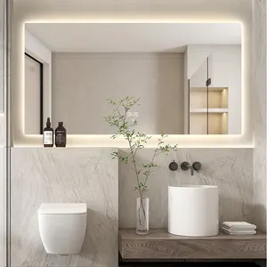 Interruptor táctil con sensor de hotel grande de fábrica, luz LED retroiluminada, espejo de pared de baño inteligente