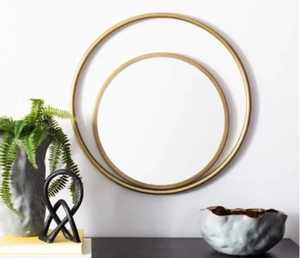 Miroir mural en métal doré à double cercle élégant, miroir décoratif mural, parfait pour la maison, l'hôtel, le salon - Product Image 5
