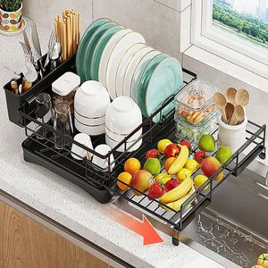 Égouttoir de cuisine télescopique en acier au carbone pour couteaux, cuillères, fourchettes, bols et vaisselle, avec support à couverts pour comptoir - Product Image 5