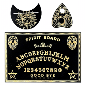 Tavola ouija tonda con pendolo in resina trasparente - Selene Shop