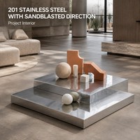 Table basse carrée KINNO en acier inoxydable 100x100x35cm, finition sablée, table en métal design pour projets de villas et hôtels, OEM ODM