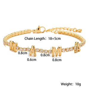 Adjustable Rose Gold Plated Tennis Letter Name <b>Bracelet</b> Personalized Zircon Stone Mom <b>Bracelet</b> Mother's Day Party Gift - Product Image 4
