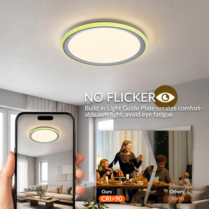 Smart <b>LED</b> <b>Ceiling</b> <b>Light</b> RGB Side-emitting Design 3CCT Dimmable with Remote Control <b>Modern</b> Round Lamp for Living Room Bedroom - Product Image 3