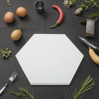 Plateau hexagonal en marbre blanc de luxe, écologique, en pierre naturelle, personnalisable, pour restaurant, plateau de service, design nordique