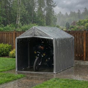 Abri à vélos <span class=keywords><strong>en</strong></span> acier pour l'extérieur, 8x6 pieds, robuste, <span class=keywords><strong>en</strong></span> <span class=keywords><strong>PVC</strong></span> imperméable, résistant au vent, porte enroulable, fenêtre <span class=keywords><strong>de</strong></span> ventilation, résistant aux UV, rangement - Product Image 4