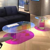 Table basse convertible arc-en-ciel de style nordique moderne et luxueux, avec cadre en acrylique et plateau transparent en acrylique, meubles de salon