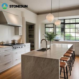 سطح طاولة مطبخ فاخر مخصص من الكوارتزيت الطبيعي على شكل تاج محل من ستون سن، منضدة حجرية، سطح رخامي لطاولة الزينة - Product Image 1