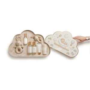 Boîte cadeau pour nouveau-né en forme de nuage, design personnalisé, emballage cadeau de luxe biodégradable irrégulier avec insert - Product Image 3