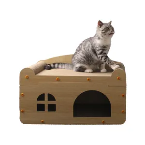 פריטים חדשים בהתאמה אישית צעצוע קרטון גלי חתול מגרד בצורת בית