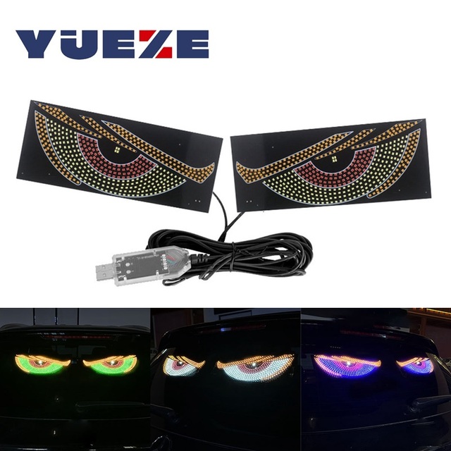 Flexible LED Windshield Display Animated Blinking Demon Eyes Universal Front Rear Windshield Dynamic Light for Car Suv Truck