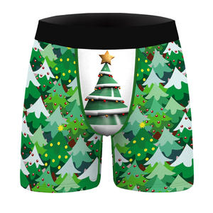 Boxers respirants à la mode pour hommes personnalisés sous-vêtements confortables imprimés numériques de Noël taille élastique imperméables - Product Image 4