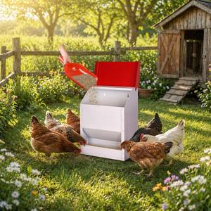 Abreuvoir pour volailles JH-Mech de 3 gallons avec 4 coupelles à eau, mangeoire à poulets avec loquet et support inférieur, mangeoire à poulets galvanisée - Product Image 1