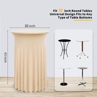 Jupes de table de cocktail rondes Couvertures de table de cocktail en spandex avec rideaux ondulés Tables de cocktail extensibles ajustées