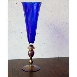 Flûtes à vin réutilisables Bennyudine Luxury Gabbiani, décorées de bleu et d'or pur, base en métal cristallin de haute qualité, collectionnables - Product Image 4