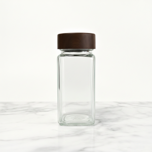 Bocaux à <span class=keywords><strong>épices</strong></span> en verre avec couvercles en bois d'acacia, récipients carrés hermétiques pour assaisonnements avec étiquettes, couvercles doseurs pour le <span class=keywords><strong>rangement</strong></span> en cuisine, 4 oz - Product Image 2