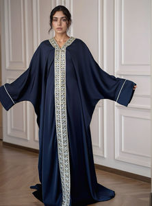 LM122 Robe Abaya de Luxe de Dubaï - Or Métallisé avec Broderies de Dentelle et Coupe Ajustable, Mode Pudique <span class=keywords><strong>Khaleeji</strong></span> OEM - Product Image 5