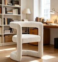Fauteuil d'appoint moderne blanc crème, fauteuil rembourré à structure géométrique unique, chaise longue sans pieds en forme de C pour salon