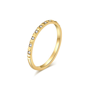 Trendy minimalist luxury diamond-encrusted <b>titanium</b> steel pinky <b>ring</b>, stacked style, fashionable, elegant, and high-end jewelry. - Product Image 5