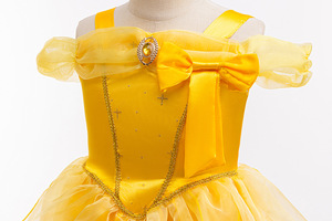 <span class=keywords><strong>Boutique</strong></span> amarillo princesa disfraces hombros descubiertos Belle vestido lentejuelas flores chica fiesta boda Halloween carnaval Cosplay disfraz - Product Image 4