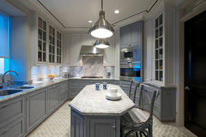 Ensemble de meubles de Cuisine en bois massif, blanc, gris clair, style canadien classique - Product Image 3