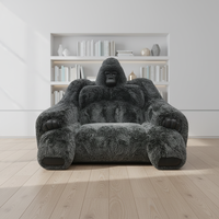 Canapé géant en tissu style Gorilla King personnalisé, fauteuil en peluche en forme de gorille, mobilier de salon, design animalier