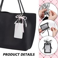 Lot de 2 porte-cartes en cuir PU avec anneau porte-clés, protège-badge d'identité et carte d'accès, accessoires de sac portables à suspendre
