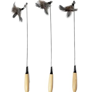 <b>Cat</b> <b>Toy</b> Wooden Handle Detachable Feather Bell Durable Scratch Resistant Pet Interactive <b>Toy</b> - Product Image 2