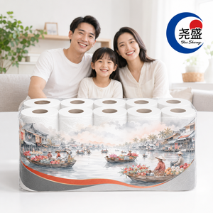 Papel Higiénico de Lujo con Diseño de Flores y Frutas del Mercado <span class=keywords><strong>Flotante</strong></span> del Delta del Mekong de Vietnam, Suave, de 3 Capas, en Paquete a Granel - Product Image 1