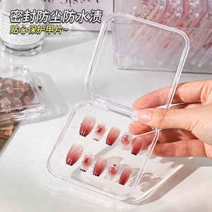 Transparent Nail Art Storage Box Rectangle Flip Top Desktop Display Case Jewelry Organizer Covered Finish Product Packaging - Product Image 2