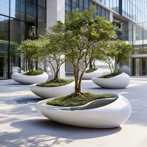 Pot de fleurs en fibre de verre, parc, école, centre commercial, grand bac à fleurs, <span class=keywords><strong>jardin</strong></span> extérieur, jardinière en FRP, bassin paysager commercial - Product Image 4