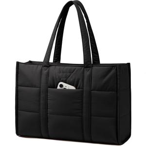Quilted Puffer Tote Bag for Women Soft Puffy <strong>Handbag</strong> Lightweight Shoulder Bag Daily <strong>Handbag</strong> - Product Image 1