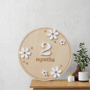 Eco-Friendly White Daisy <b>Wood</b> Engraved Photo Prop Handcrafted Valentine's Day Love Theme Wall Hanging <b>Sign</b> Newborns - Product Image 3