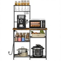 Grand étagère de cuisine en métal à quatre niveaux sans perçage, multifonction personnalisée pour micro-ondes, assaisonnements et pâtisseries