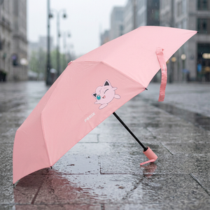Parapluie semi-automatique pliable 3 sections Pokemoned Wanja 55cm Jigglypuff Corail 8 baleines Coréen Compact Portable Enfants Anime Dessin Animé Pluie - Product Image 2