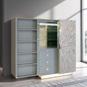 Meuble de présentation en bois massif artistique avec incrustations de nacre de luxe pour cave à vin, idéal pour les villas et les salons de grandes maisons - Product Image 4