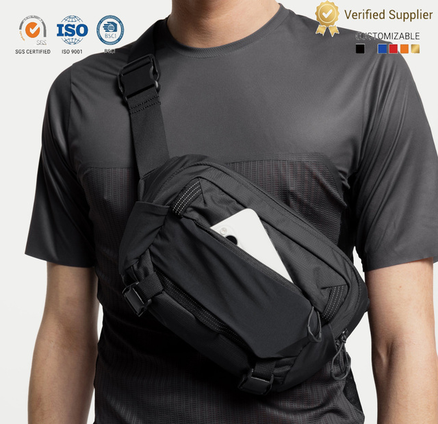 New Hot Sale Men's Chest Bag Korean Style Waterproof Shoulder Bag with Custom Logo Solid Color Sport Waist Bag