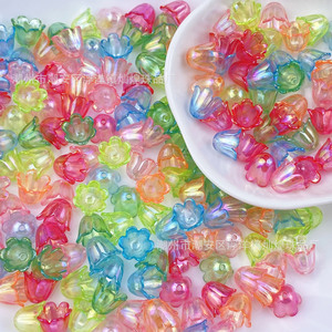 Perles acryliques transparentes irisées en forme de campanule pour accessoires de bijoux DIY (épingles à cheveux, boucles d'oreilles), usage quotidien unisexe - Product Image 1