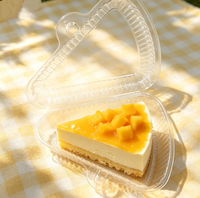Boîte à gâteau triangulaire écologique jetable en PET transparent avec couvercle articulé pour mousse, cheesecake, pâtisserie et desserts sandwich
