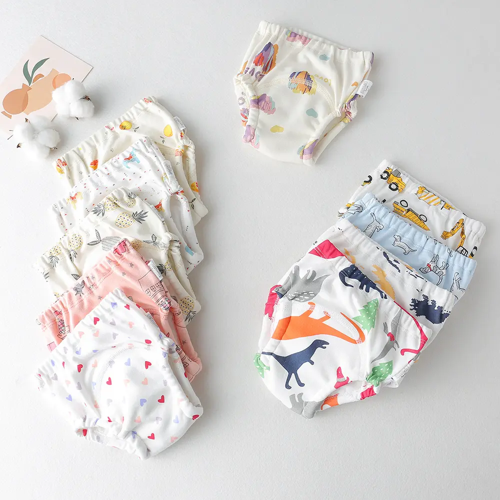 Sous-vêtements d'entraînement pour tout-petits pour bébés garçons et filles Multi Patterns en Stock Pantalon d'entraînement en coton Fort absorbant