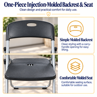 Chaise pliante monobloc en plastique moulé par injection, noire, légère, pour usage intérieur/extérieur, conférences et fêtes, vente en gros