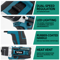 Perceuse-visseuse sans fil OEM en gros, kit d'outils 21V 128 pièces, mandrin sans clé 10mm, 30Nm, vitesse variable, réversible, 2 batteries