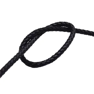 New 5mm black round genuine leather cords for leather bracelets making men bangles real cowhide lace