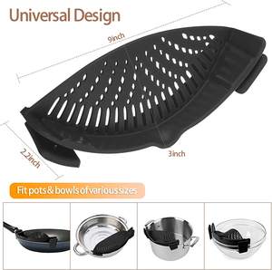 <span class=keywords><strong>Foldable</strong></span> हाथों से मुक्त सिलिकॉन रसोई खाद्य मांस सब्जियों के लिए छलनी कोलंडर झरनी पर क्लिप के लिए सभी बर्तन और धूपदान - Product Image 2