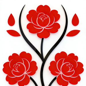 Autocollant mural 3D DIY en forme de rose rouge avec vase en acrylique – Décoration murale artistique pour salon et chambre à coucher - Product Image 1