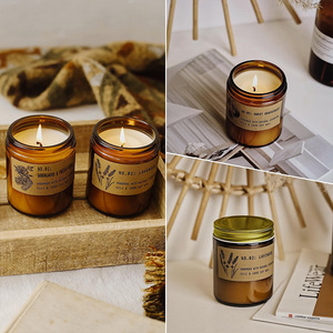Brown cup soy wax scented <b>candle</b>, small brown bottle, smokeless, light fragrance, handmade fragrance for living room decoration. - Product Image 2