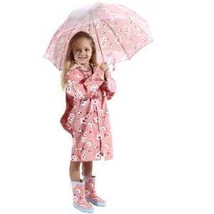 키즈 우산과 비옷 세트 비 판초 키즈 후드가있는 유아 판초, 워터포우 레인 재킷 코트
